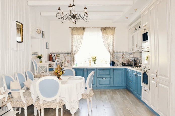 toalha de mesa para uma cozinha azul