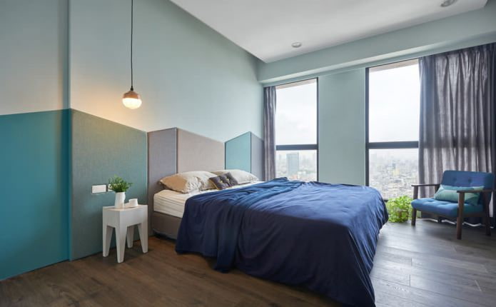 quarto moderno em tons de azul