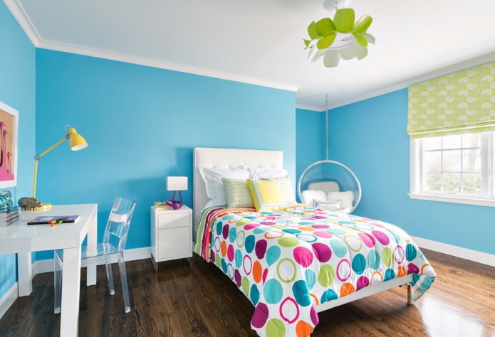 design de interiores de quarto infantil em tons de azul