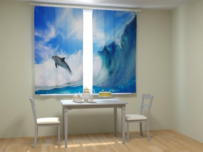 Cortinas fotográficas com golfinhos
