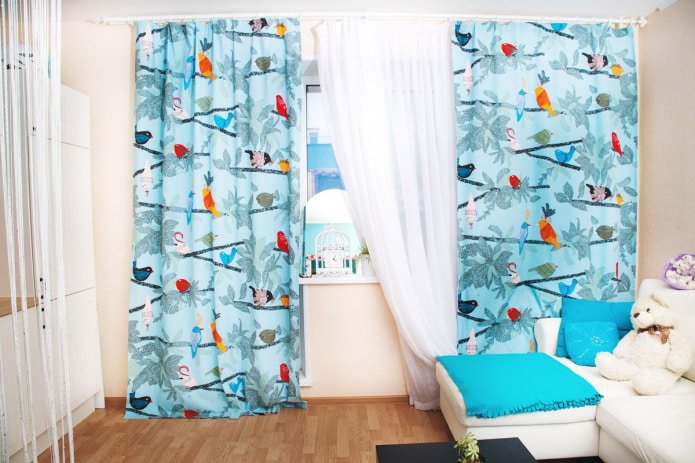 cortinas com pássaros