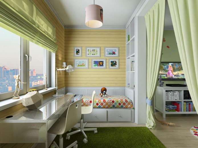 alocação zonal do quarto de bebê no interior da sala de estar