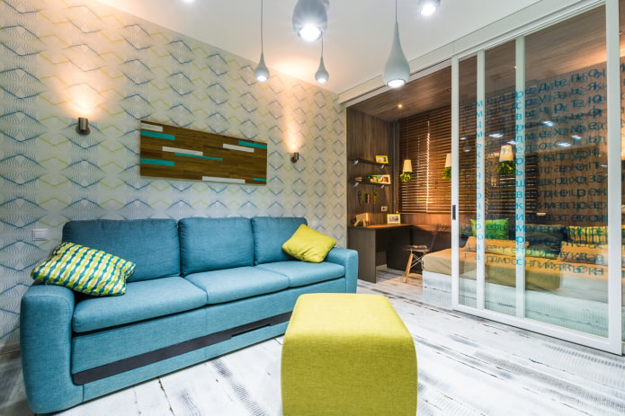 zoneamento no interior da sala de estar - quarto infantil