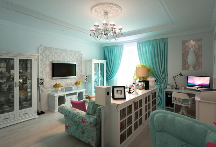 design de interiores de um quarto infantil e sala de estar combinados