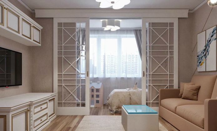 design de interiores de um quarto infantil e sala de estar combinados