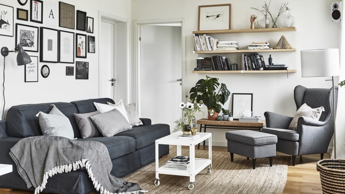sala de estar cinza ikea