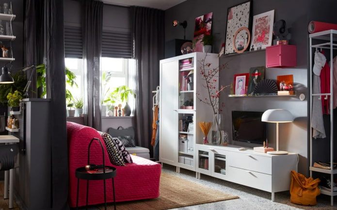 sala de estar escura ikea