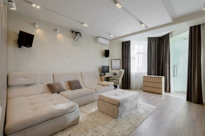 design de interiores do corredor em tons de bege
