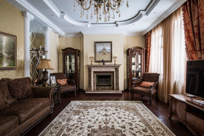 design de sala de estar em estilo clássico