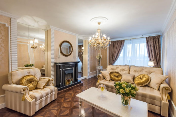 design de sala de estar em estilo clássico