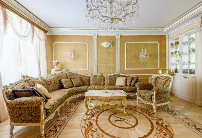 design de sala de estar em estilo clássico