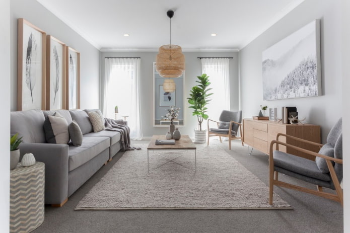 interior de sala de estar em estilo nórdico