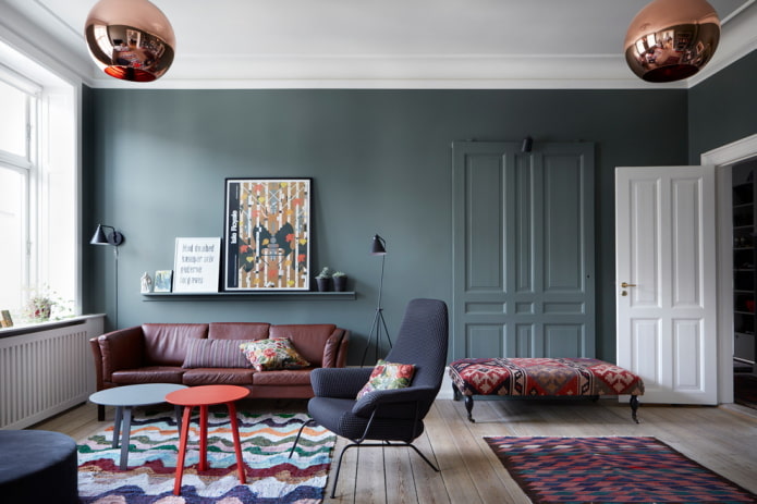 interior de sala de estar em estilo nórdico