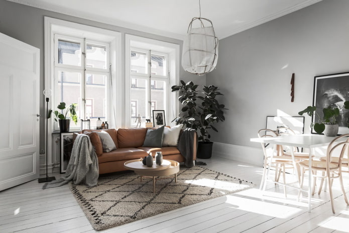 interior da sala de estar em estilo nórdico