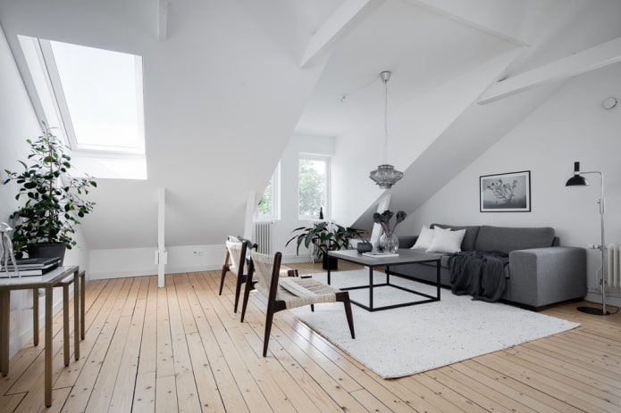 sala de estar em estilo nórdico no interior da casa