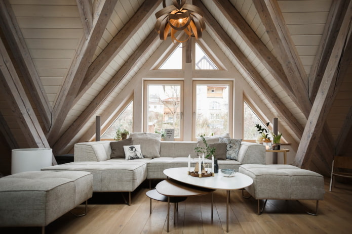sala de estar em estilo nórdico no interior da casa