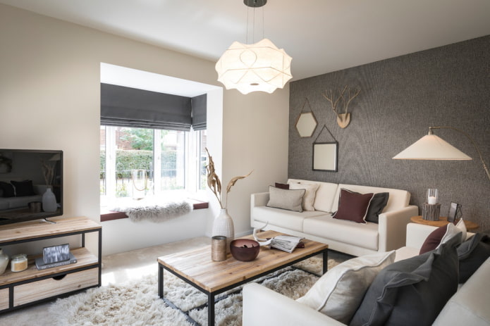 decoração de parede da sala de estar em estilo nórdico