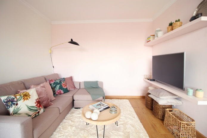 sala de estar pequena em estilo nórdico