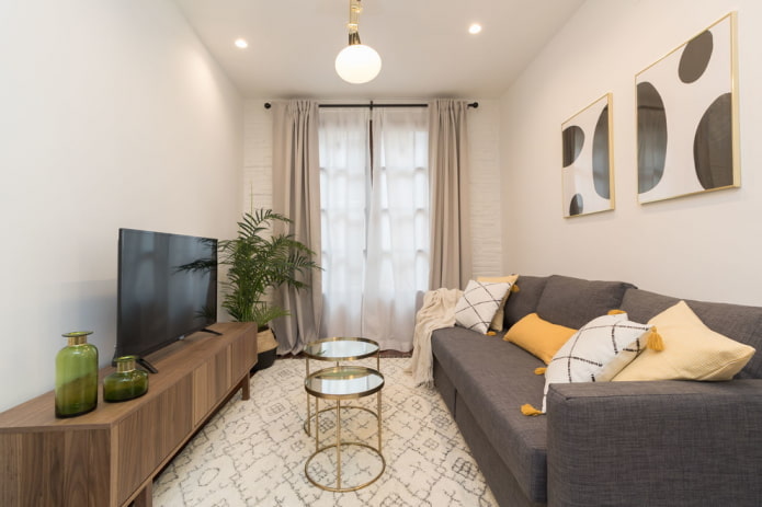 pequena sala de estar em estilo nórdico