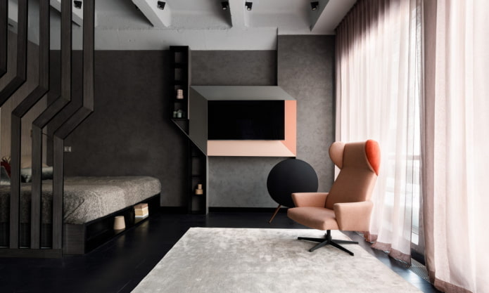 sala de estar com área de dormir