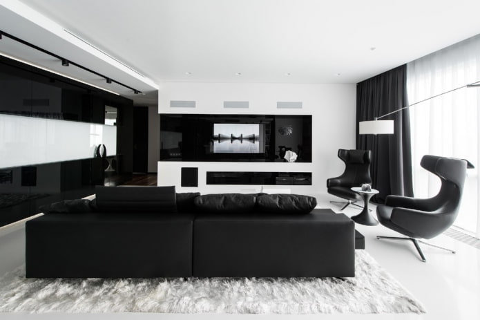 Sala em preto e branco
