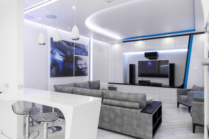 Sala de estar com cinema