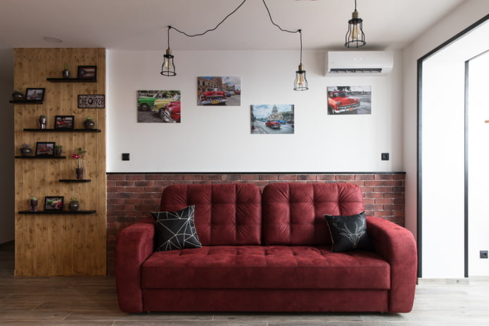decoração de sala de estar em estilo urbano