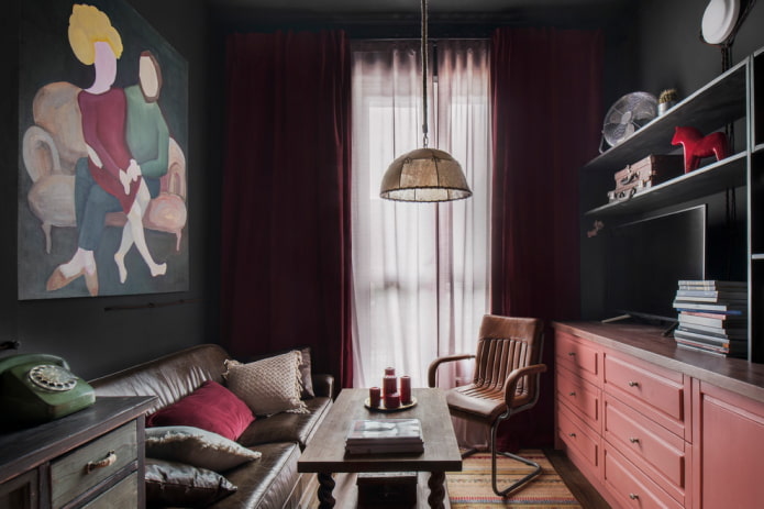 decoração de sala de estar em estilo urbano