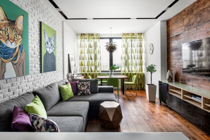 Loft com elementos brilhantes