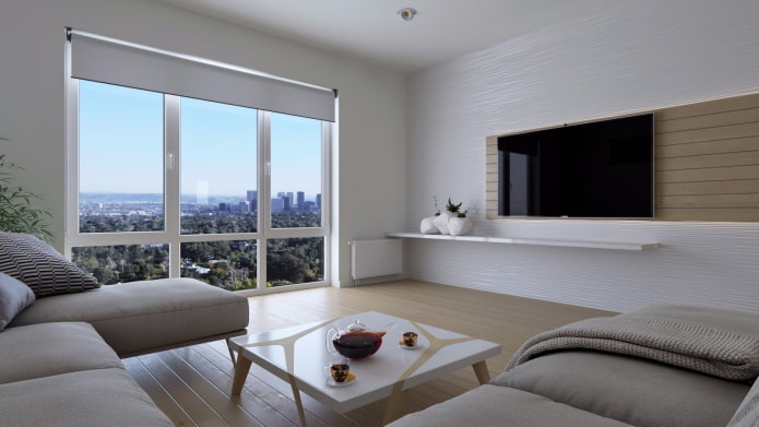 têxteis na sala de estar em estilo minimalista