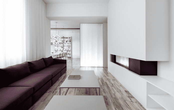 design de interiores de sala de estar em estilo minimalista