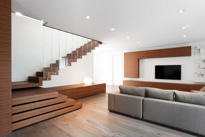 design de interiores de sala de estar em estilo minimalista
