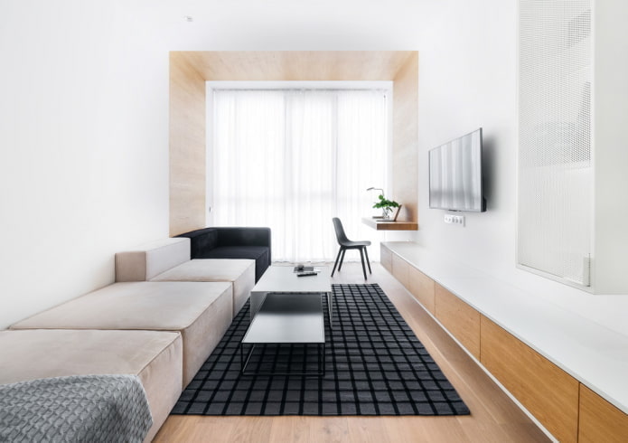 têxteis na sala de estar em estilo minimalista