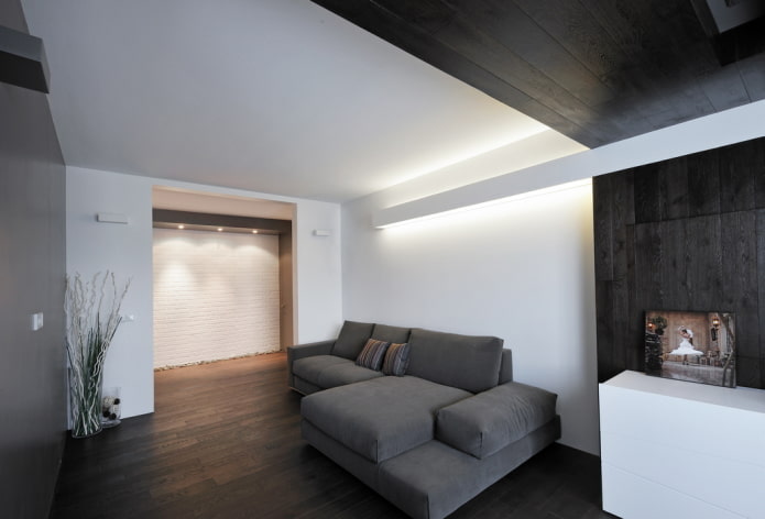 esquema de cores na sala de estar em estilo minimalista