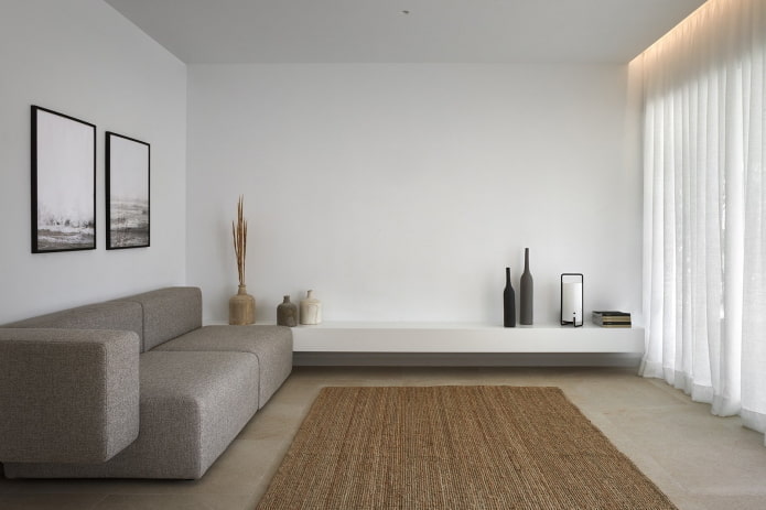 têxteis na sala de estar em estilo minimalista