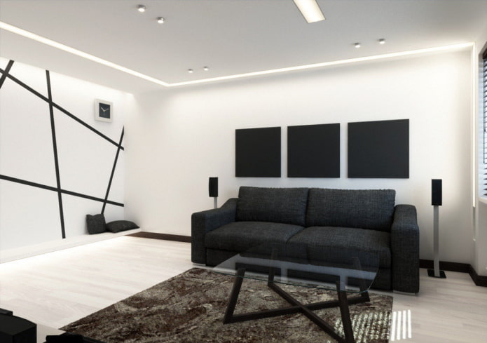esquema de cores na sala de estar em estilo minimalista