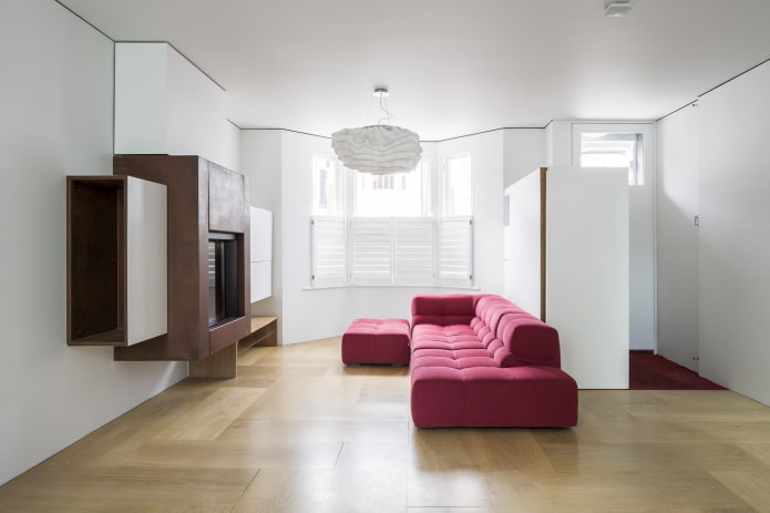 design de interiores de sala de estar em estilo minimalista