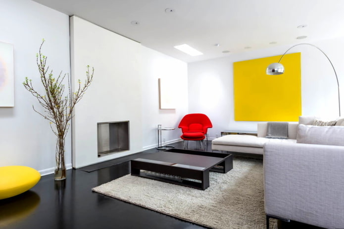 design de interiores de sala de estar em estilo minimalista
