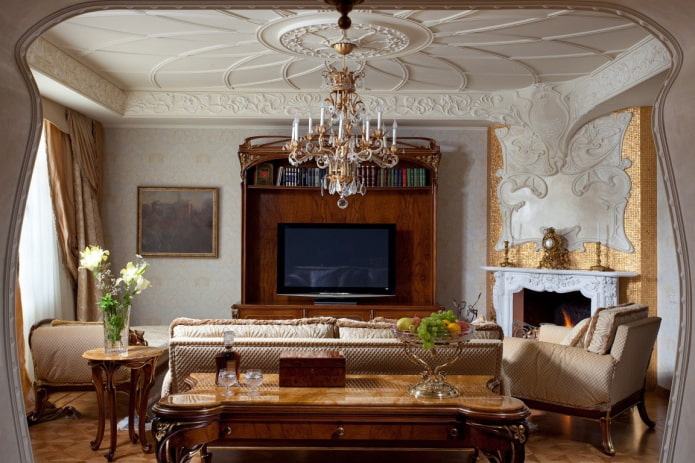 Sala de estar em estilo Art Nouveau