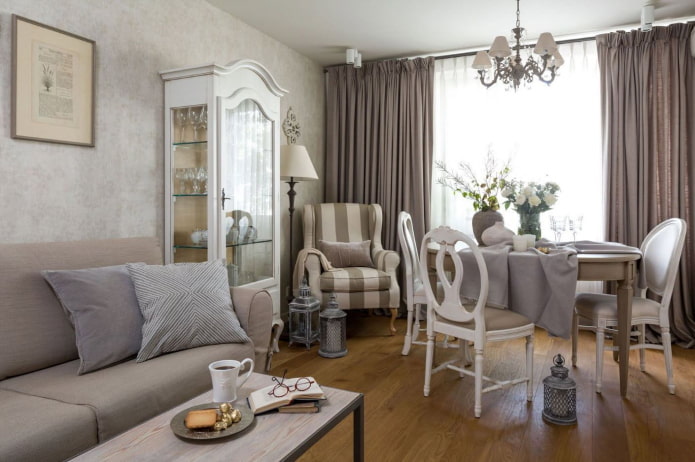 Provença elegante em uma sala de estar moderna