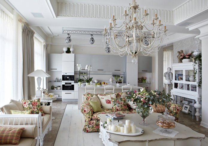 Provença na cozinha-sala de estar