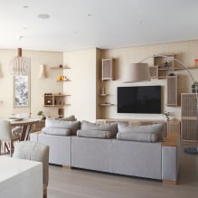 Design de sala de estar em cores claras: escolhendo estilo, cor, decoração, móveis e cortinas-7