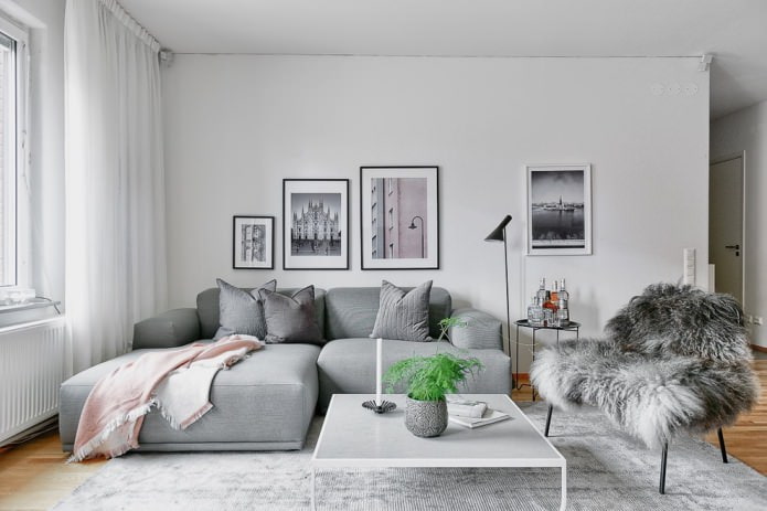 sala iluminada em estilo escandinavo