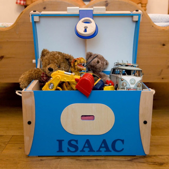 baú para guardar brinquedos no quarto das crianças