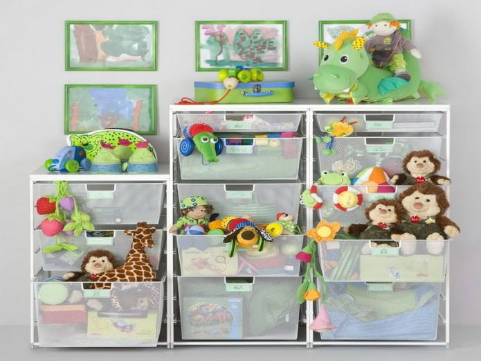 organizadores para guardar brinquedos no quarto do bebê
