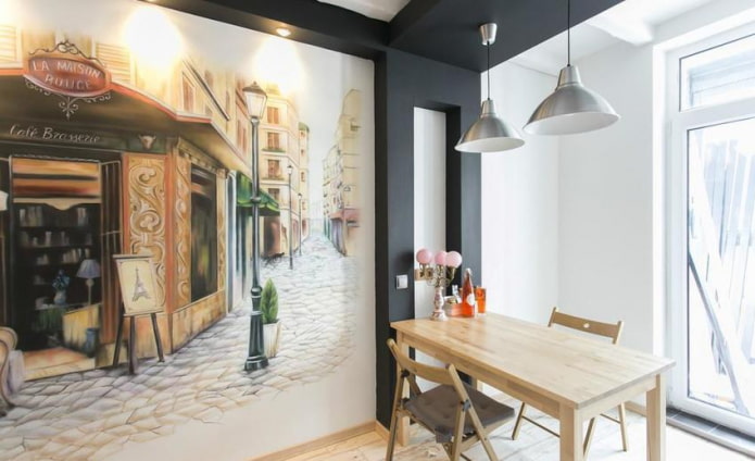 combinando pintura de parede e papel de parede fotográfico