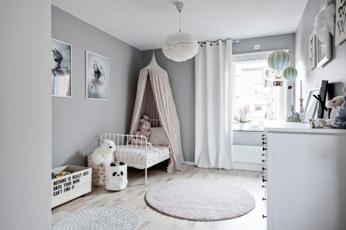 design de quarto infantil branco e cinza