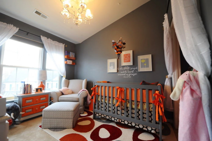design de um quarto infantil cinza escuro