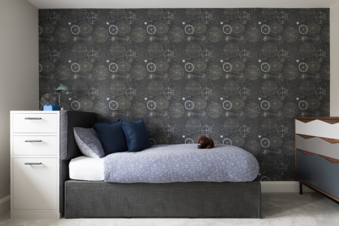 design de um quarto infantil cinza escuro