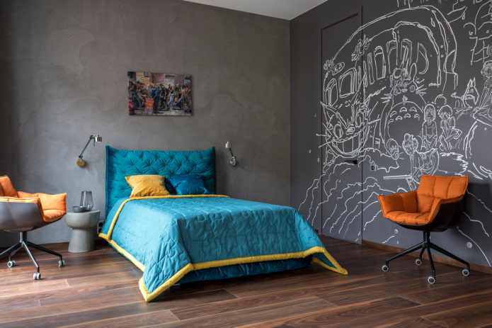 design de um quarto infantil cinza escuro